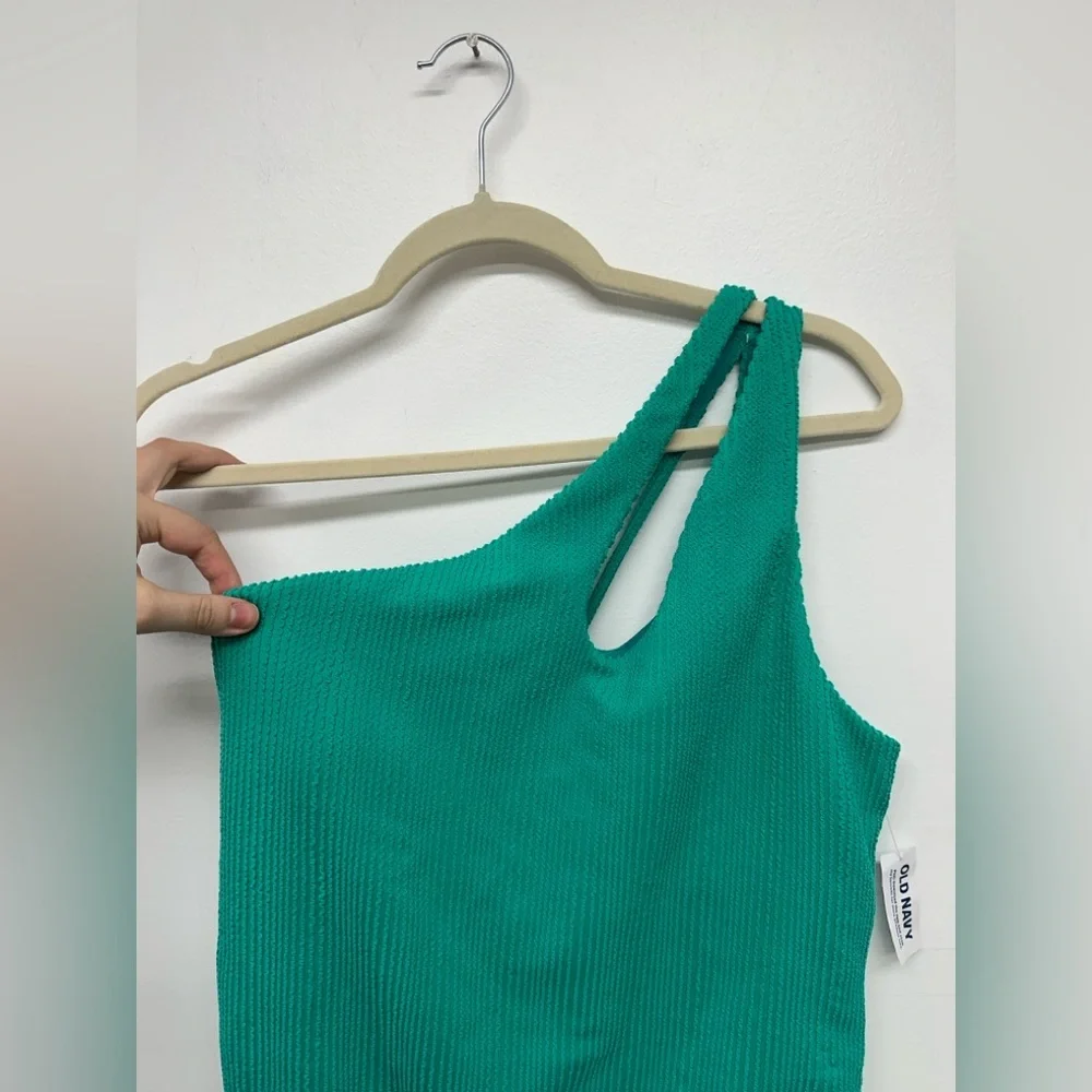 Old Navy Textured One Shoulder One Piece Pucker Swimsuit Women's XL - Green NWT